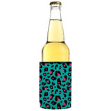 Teal Leopard Pattern Stubby Cooler 2-Pack - Standard - Top-Down View