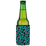 Teal Leopard Pattern Stubby Cooler - Standard - Front View