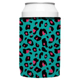 Teal Leopard Pattern Stubby Cooler - Standard - Side View