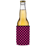 Pink Checkerboard Stubby Cooler 2-Pack - Standard - Front View