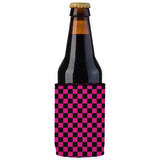 Pink Checkerboard Stubby Cooler - Standard - Front View