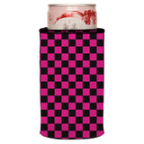 Pink Checkerboard Stubby Cooler - Standard - Side View