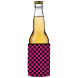 Pink Checkerboard Stubby Cooler - Standard - Top-Down View