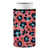 Coral Leopard Print Stubby Cooler 2-Pack - Standard - Top-Down View