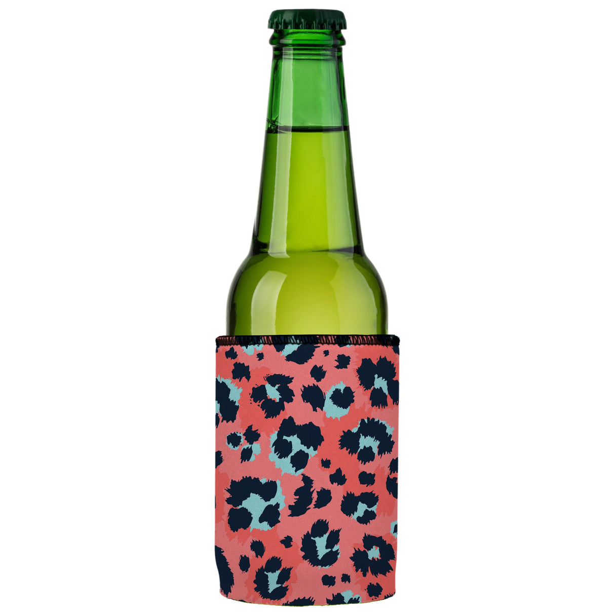 Coral Leopard Print Stubby Cooler - Standard