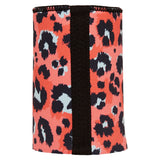 Coral Leopard Print Stubby Cooler - Standard - Top-Down View