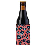 Coral Leopard Print Stubby Cooler - Standard - 45-Degree Angle