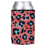 Coral Leopard Print Stubby Cooler - Standard - Rear View