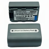 Hridz NP-FP50 Batteries & Dual Charger Set For Sony NP-FP50 DCR-HC85 - Side View