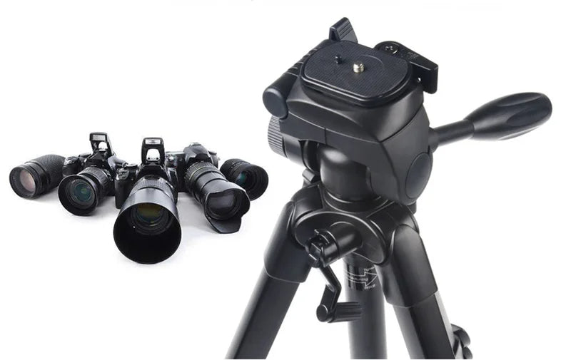 1.7m Lightweight Aluminum Alloy Camera Tripod with 3-Way Pan Head and Carrying Bag