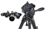 1.7m Lightweight Aluminum Alloy Camera Tripod with 3-Way Pan Head and Carrying Bag