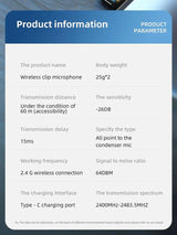 Hridz SX6 2in1 Portable Wireless Microphone For fast connection 2.4g Dual Microphone for Vlog Singing Teaching Recording - Top-Down View