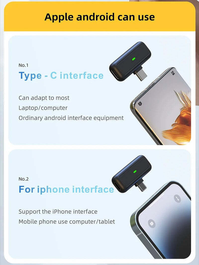 Hridz SX6 2in1 Portable Wireless Microphone For fast connection 2.4g Dual Microphone for Vlog Singing Teaching Recording