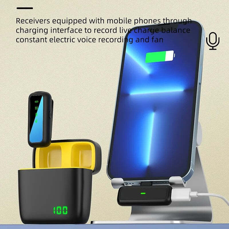 Hridz SX6 2in1 Portable Wireless Microphone For fast connection 2.4g Dual Microphone for Vlog Singing Teaching Recording