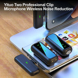 Hridz SX6 2in1 Portable Wireless Microphone For fast connection 2.4g Dual Microphone for Vlog Singing Teaching Recording - Close-Up Angle