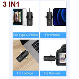 HridZ K31 3-in-1 Wireless Lavalier Microphone for iOS, Android, Cameras, and Laptops - Front View