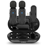 Professional Wireless Lavalier Microphone Set with Portable Charging Box Crystal Clear Audio - 2in1-fast connection