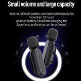 Professional Wireless Lavalier Microphone Set with Portable Charging Box Crystal Clear Audio - 2in1-fast connection - Front View