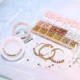 Elegant Clay Beads DIY Kit with Golden, Pink, and White Beads for Custom Jewelry and Friendship Bracelets - Side View