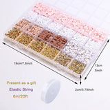 Elegant Clay Beads DIY Kit with Golden, Pink, and White Beads for Custom Jewelry and Friendship Bracelets - 45-Degree Angle