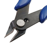 170-Blue Flush Cutter Mini Diagonal Cutting Pliers Side Cutter Nippers Wire Cutter - Close-Up Angle