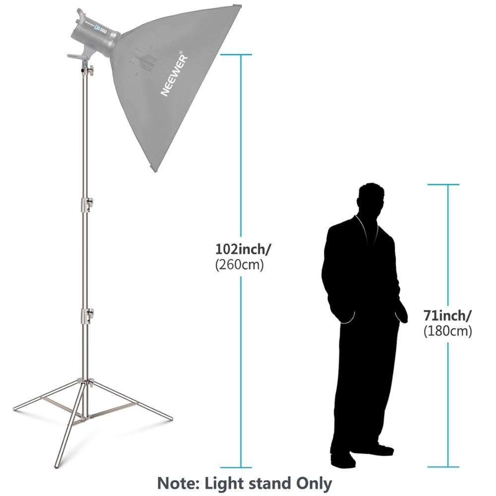 1Pcs Hridz 260cm Stainless Steel Heavy Duty with 1/4 to 3/8 adapter for Studio Softbox, Monolight and Other Photographic Equipment - 1-Stand