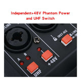 HRIDZ EMC-G04 Audio Mixer with UHF Wireless Microphone for DJ Karaoke PC Record - 45-Degree Angle