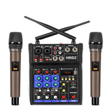 HRIDZ EMC-G04 Audio Mixer with UHF Wireless Microphone for DJ Karaoke PC Record - Rear View