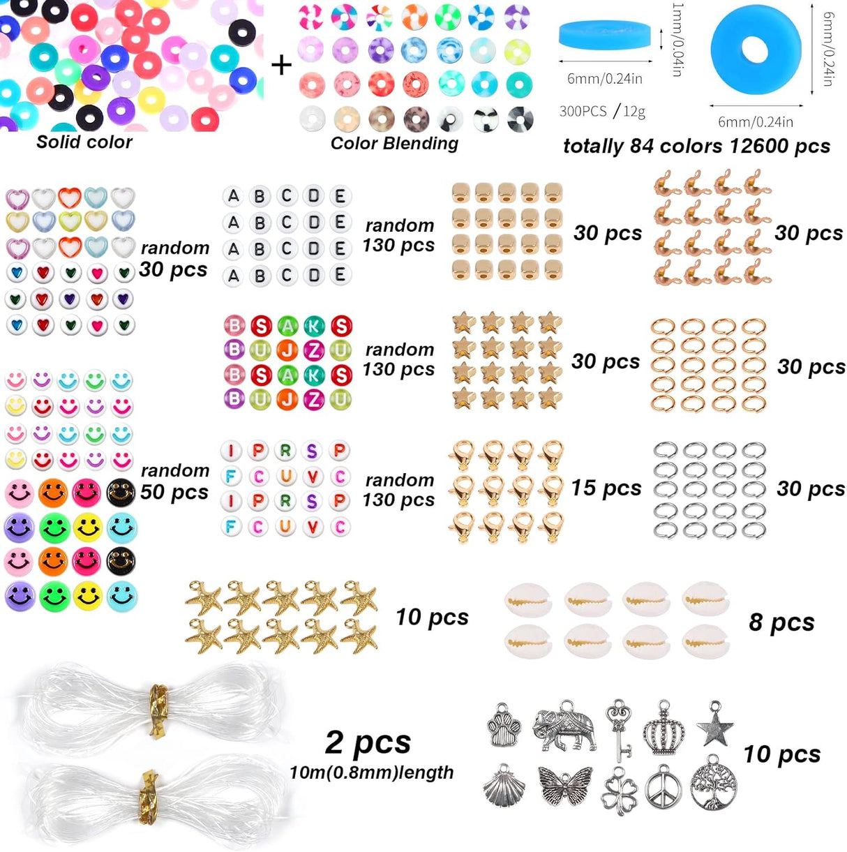 13200PCS Colorful Polymer Clay Beads Set with Alphabet Letters for DIY Jewelry Making and Craft Projects