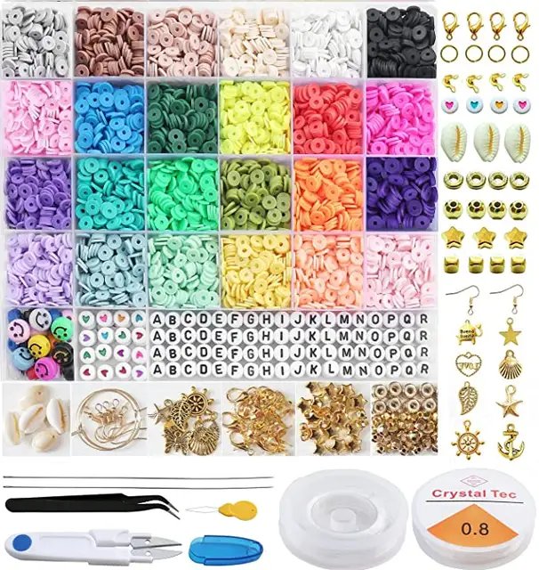 6000-Piece DIY Polymer Clay Heishi Beads Kit in 24 Colors for Creative Jewelry Making and Bracelet Design