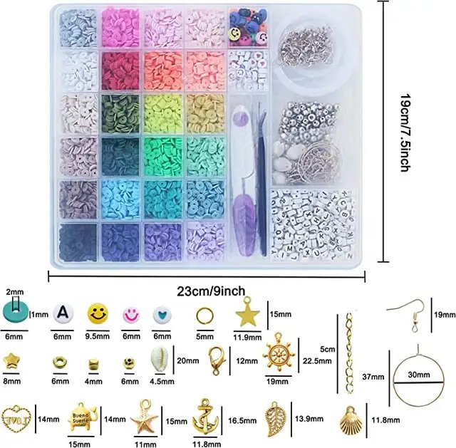 6000-Piece DIY Polymer Clay Heishi Beads Kit in 24 Colors for Creative Jewelry Making and Bracelet Design
