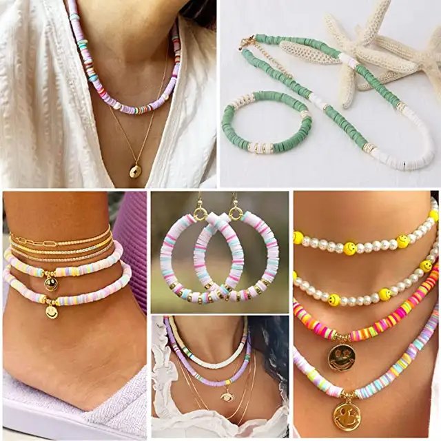 6000-Piece DIY Polymer Clay Heishi Beads Kit in 24 Colors for Creative Jewelry Making and Bracelet Design