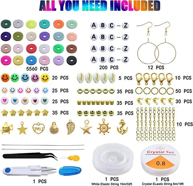 6000-Piece DIY Polymer Clay Heishi Beads Kit in 24 Colors for Creative Jewelry Making and Bracelet Design