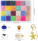 20-Color 4000-Piece Premium Clay Bead Jewelry Making Kit with Accessories and Elastic Strings - Front View