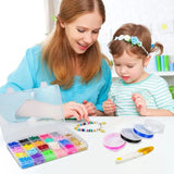 20-Color 4000-Piece Premium Clay Bead Jewelry Making Kit with Accessories and Elastic Strings - Top-Down View