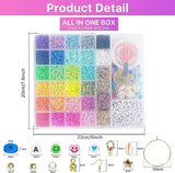 Vibrant 28-Color 6380-Piece Heishi Polymer Clay Bead Jewelry Kit with Smiley Face and Accessories - Front View