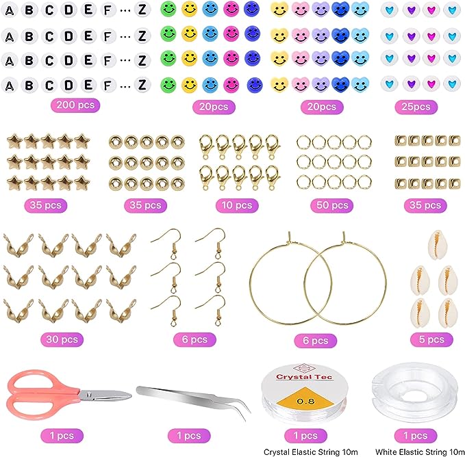 Vibrant 28-Color 6380-Piece Heishi Polymer Clay Bead Jewelry Kit with Smiley Face and Accessories
