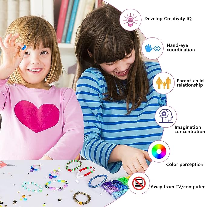 Vibrant 28-Color 6380-Piece Heishi Polymer Clay Bead Jewelry Kit with Smiley Face and Accessories