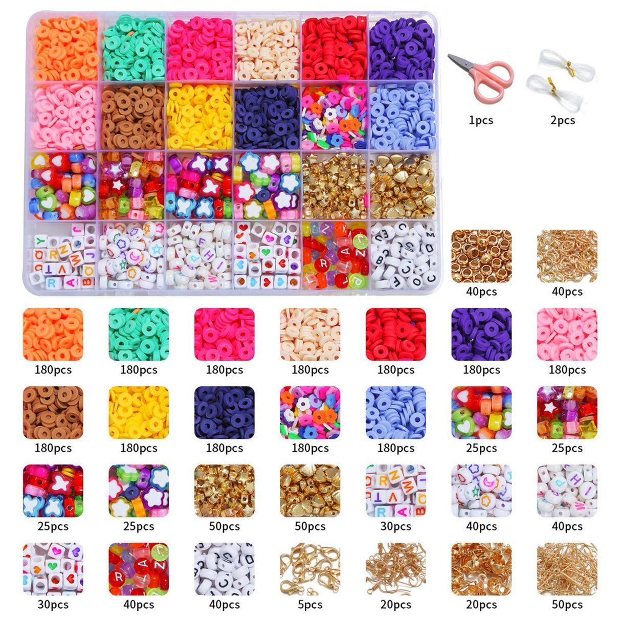 Vibrant 12-Color 4000-Piece DIY Ceramic Bead Jewelry Making Kit - 6mm Flat Round Polymer Clay Beads
