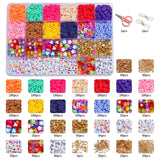 Vibrant 12-Color 4000-Piece DIY Ceramic Bead Jewelry Making Kit - 6mm Flat Round Polymer Clay Beads