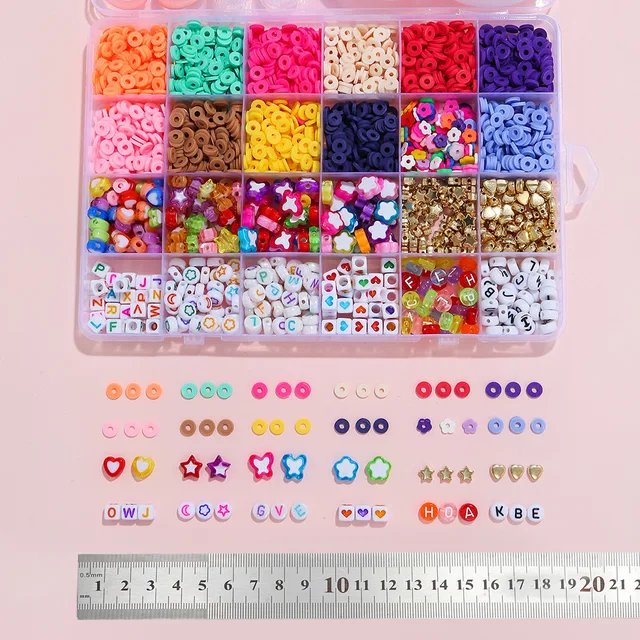 Vibrant 12-Color 4000-Piece DIY Ceramic Bead Jewelry Making Kit - 6mm Flat Round Polymer Clay Beads