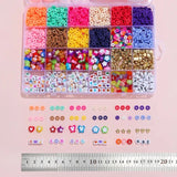 Vibrant 12-Color 4000-Piece DIY Ceramic Bead Jewelry Making Kit - 6mm Flat Round Polymer Clay Beads - Front View
