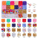 Vibrant 12-Color 4000-Piece DIY Ceramic Bead Jewelry Making Kit - 6mm Flat Round Polymer Clay Beads - Side View