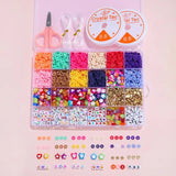Vibrant 12-Color 4000-Piece DIY Ceramic Bead Jewelry Making Kit - 6mm Flat Round Polymer Clay Beads - Top-Down View