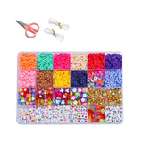 Vibrant 12-Color 4000-Piece DIY Ceramic Bead Jewelry Making Kit - 6mm Flat Round Polymer Clay Beads - Close-Up Angle