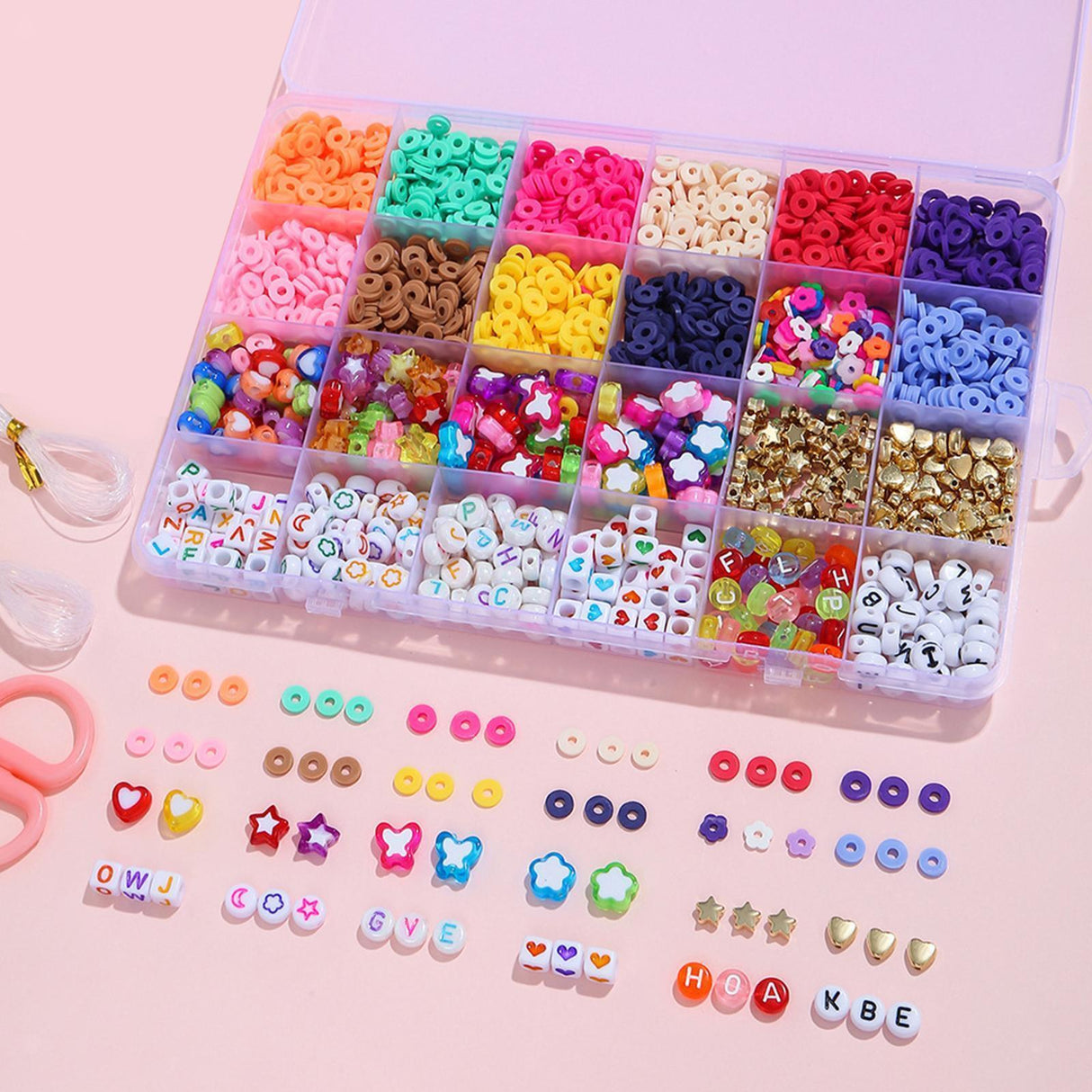 Vibrant 12-Color 4000-Piece DIY Ceramic Bead Jewelry Making Kit - 6mm Flat Round Polymer Clay Beads