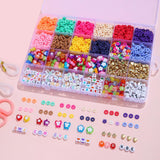 Vibrant 12-Color 4000-Piece DIY Ceramic Bead Jewelry Making Kit - 6mm Flat Round Polymer Clay Beads - Low Angle