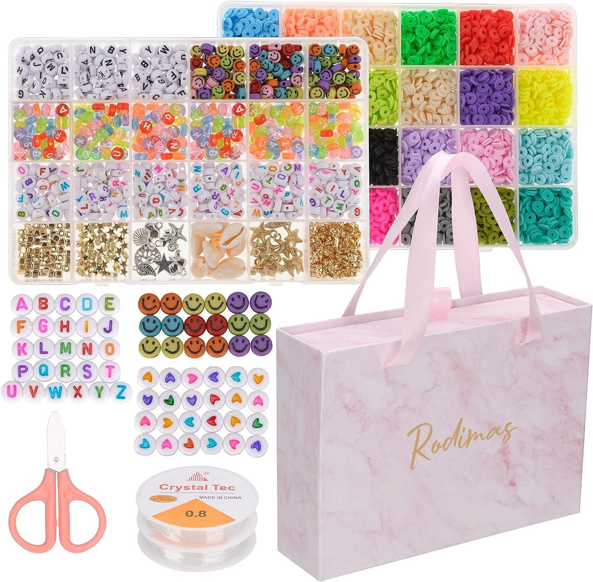 6000-Piece Colorful Polymer Clay Bead Kit for DIY Jewelry Making - 24 Assorted Round Heishi Disc Beads