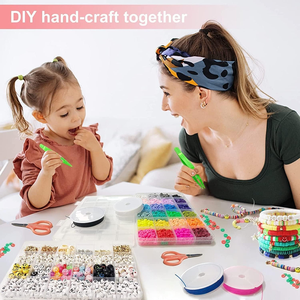 6000-Piece Colorful Polymer Clay Bead Kit for DIY Jewelry Making - 24 Assorted Round Heishi Disc Beads