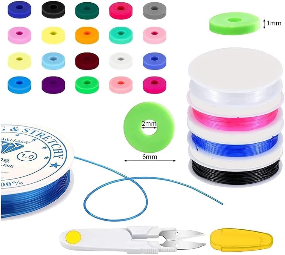 6000-Piece Colorful Polymer Clay Bead Kit for DIY Jewelry Making - 24 Assorted Round Heishi Disc Beads